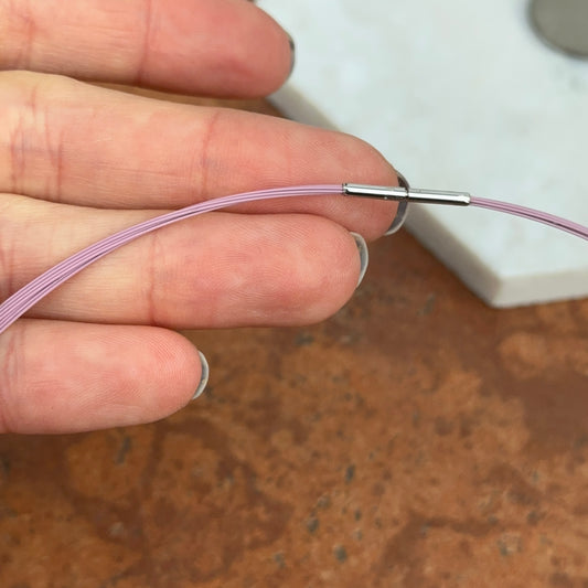 14KT White Gold 7-Strand Pink Cosmos Stainless Steel Neck Wire Collar Necklace