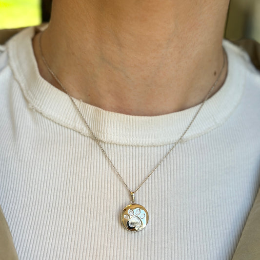 Sterling Silver Paw Print Ash Holder Pendant
