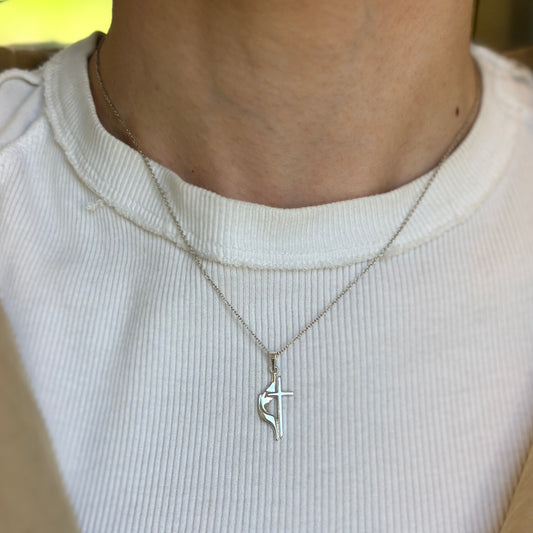 Sterling Silver Methodist Cross Pendant Charm