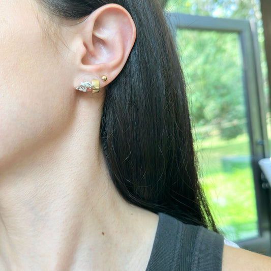 Sterling Silver Shiny Dolphin CZ Stud Earrings