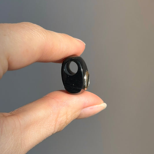 14KT Yellow Gold Tapered Black Onyx + Bezel Peridot Pendant Slide