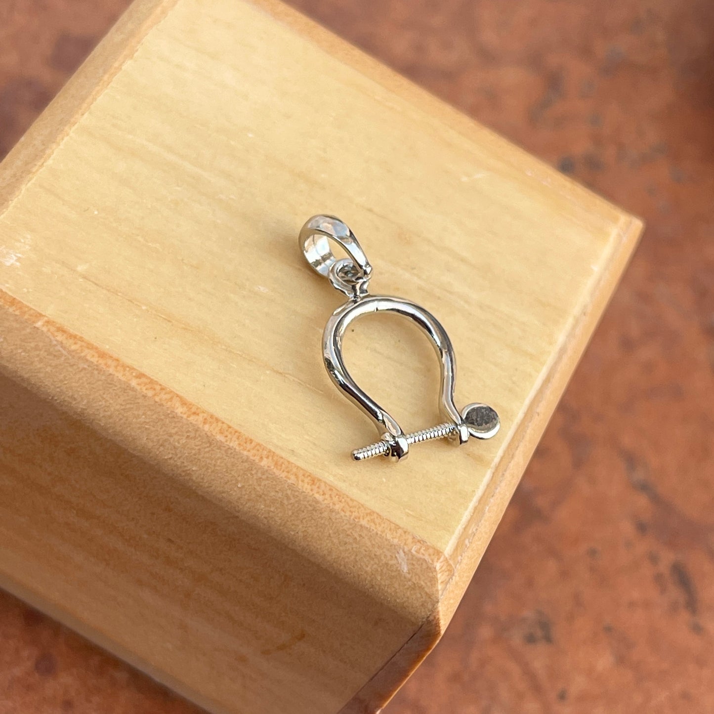 Sterling Silver Shiny Shackle Link Screw Small Pendant Charm