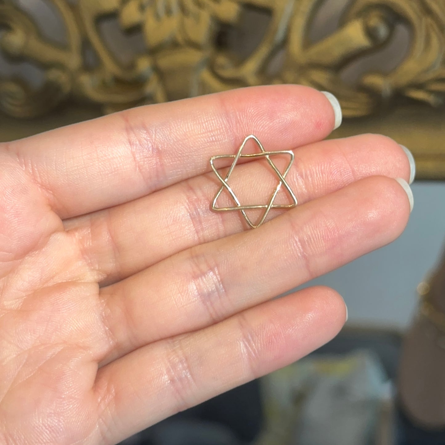 14KT Yellow Gold Wire Star of David Pendant Slide