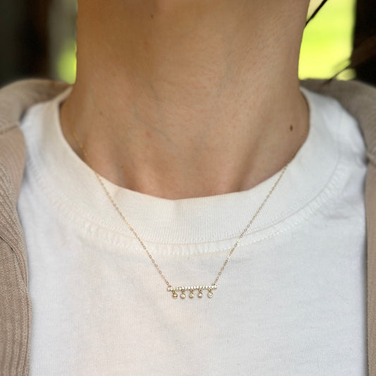 14KT Yellow Gold Diamond Bar Chain Necklace - LSJ