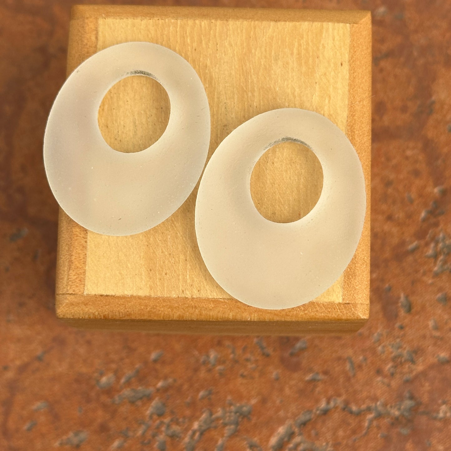 Estate Frosted Crystal Oval Earring Charms