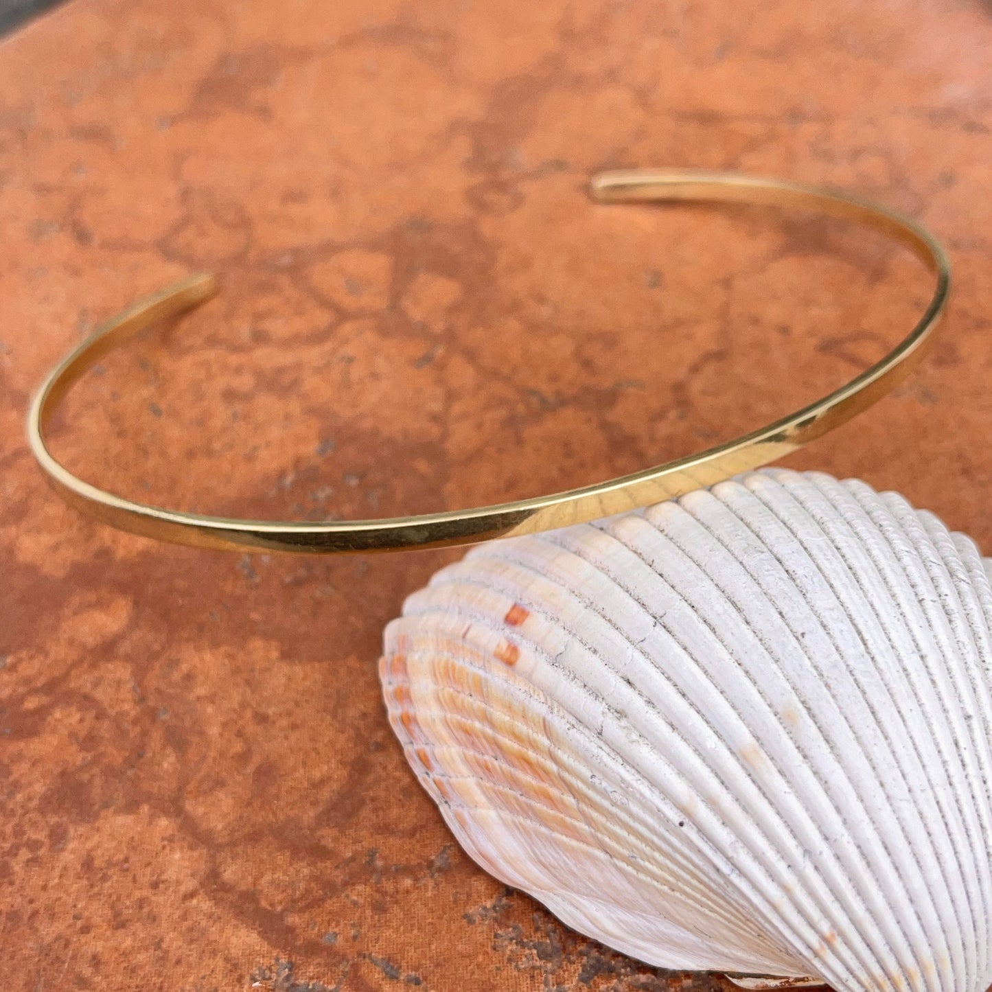 Estate 14KT Yellow Gold Wire Squared Open Choker Collar Necklace