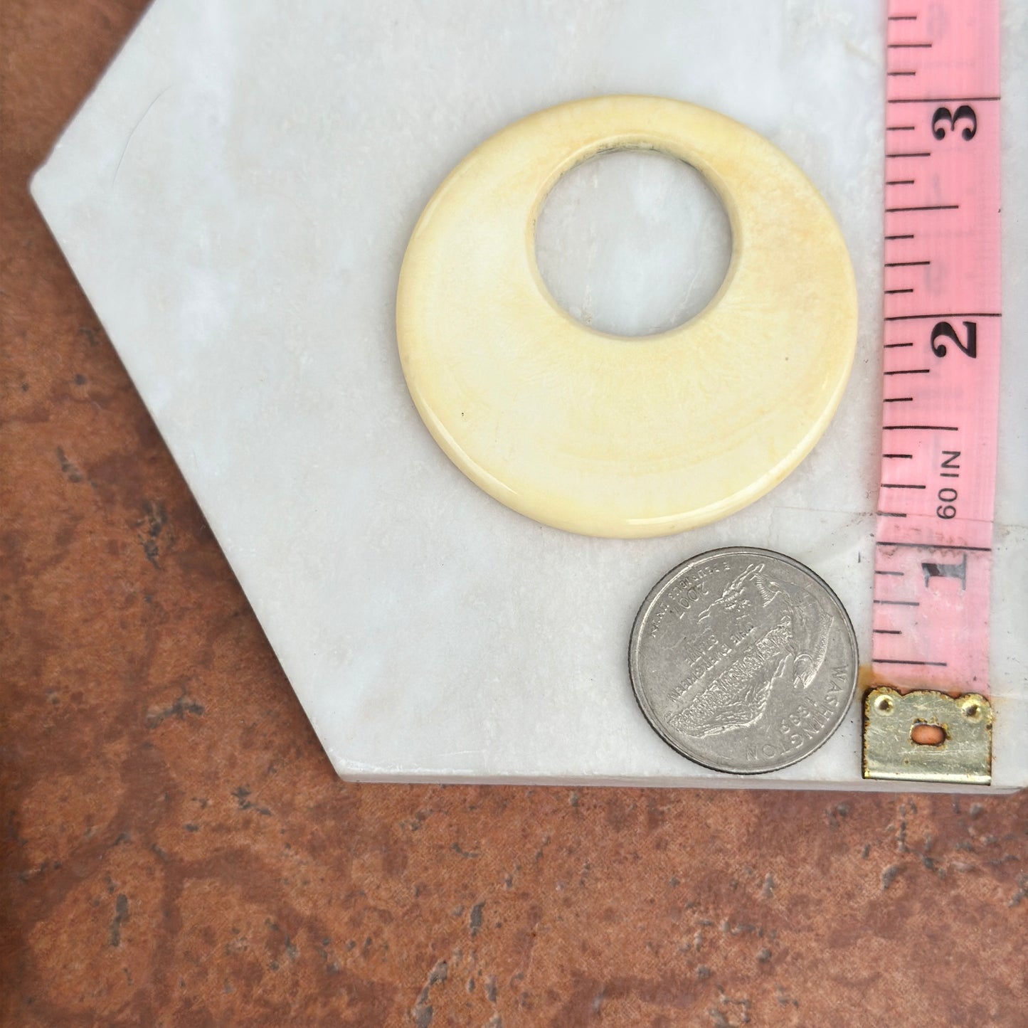 Estate Large Cream Resin Round Earring Charms