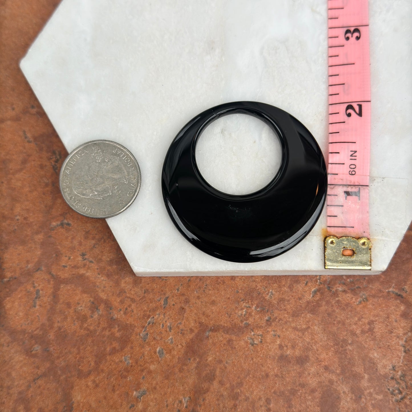 Vintage Black Onyx 50mm Single Piece Large Pendant