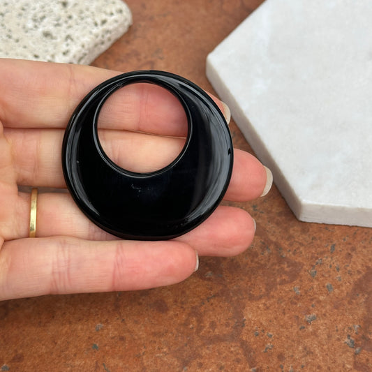 Vintage Black Onyx 50mm Single Piece Large Pendant