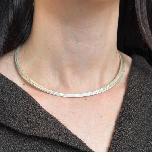 Sterling Silver 20-Strand Mesh Wire Necklace