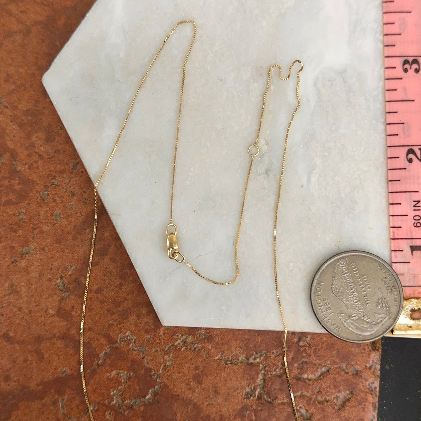 14KT Yellow Gold .50mm Box Chain Necklace 17-19"