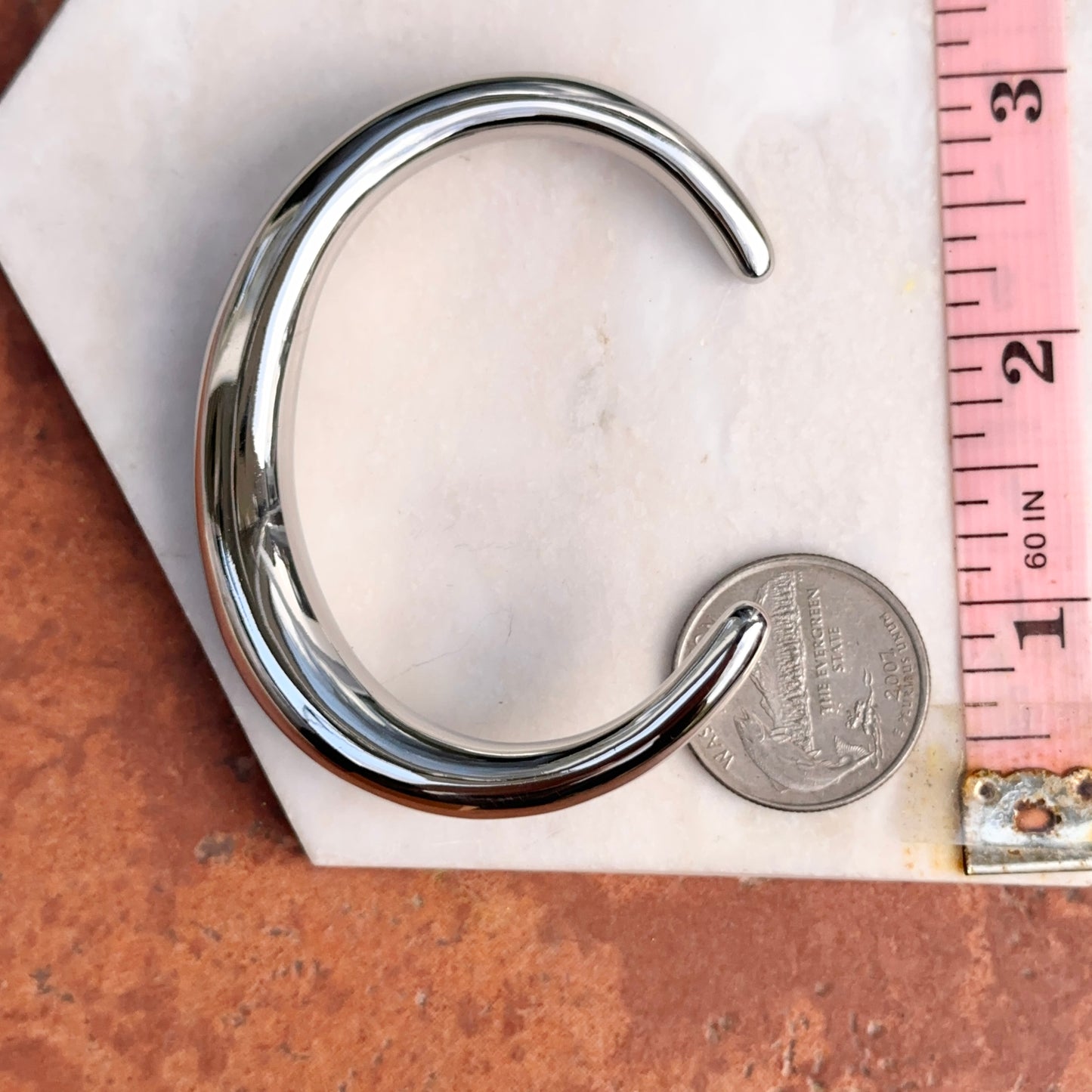 Stainless Steel Polished Curved Bangle Cuff Bracelet