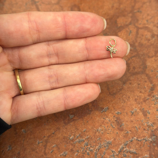 14KT Yellow Gold Mini Dragonfly Pendant Charm