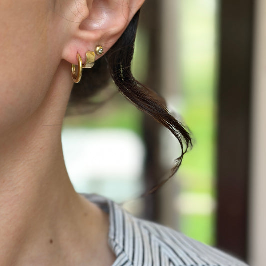 Gold-Plated Sterling Silver Round Huggie Hoop Earrings 15mm