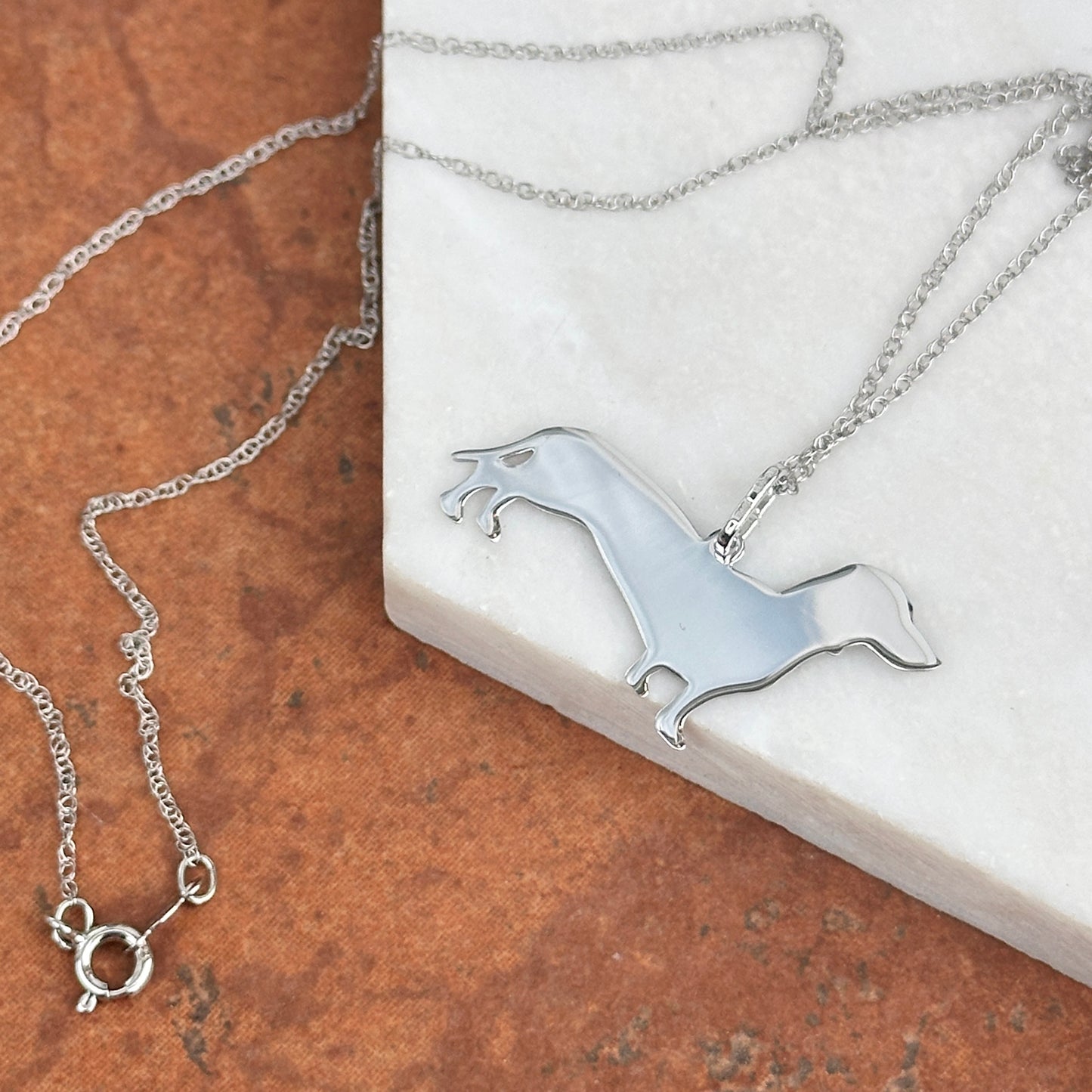 Sterling Silver Dachshund Dog Pendant Charm Necklace