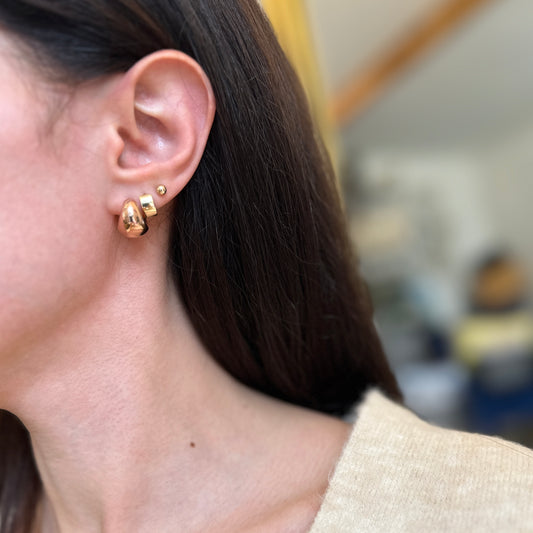 14KT Rose Gold Tapered Huggie Hoop Earrings 15mm