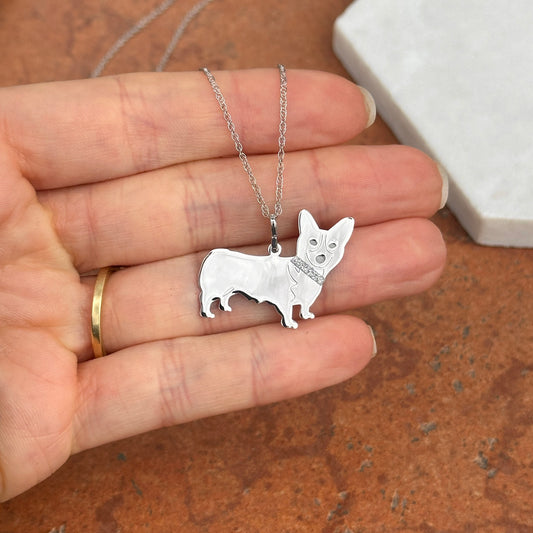 Sterling Silver Corgi Dog Pendant Necklace