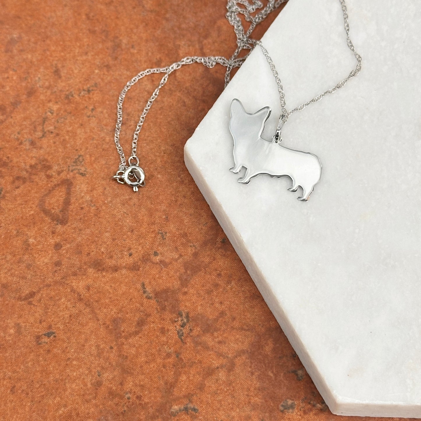 Sterling Silver Corgi Dog Pendant Necklace