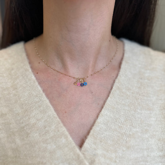 14KT Yellow Gold Tiny Light Blue Star of David Pendant Charm