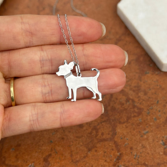 Sterling Silver Chihuahua Dog Pendant Necklace