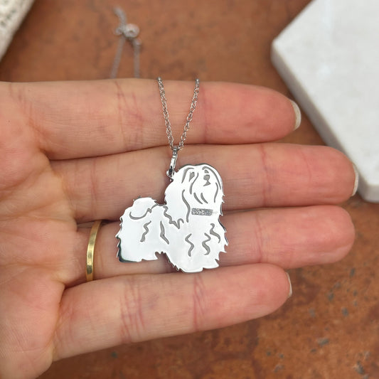 Sterling Silver Havanese Dog Flat Pendant Necklace