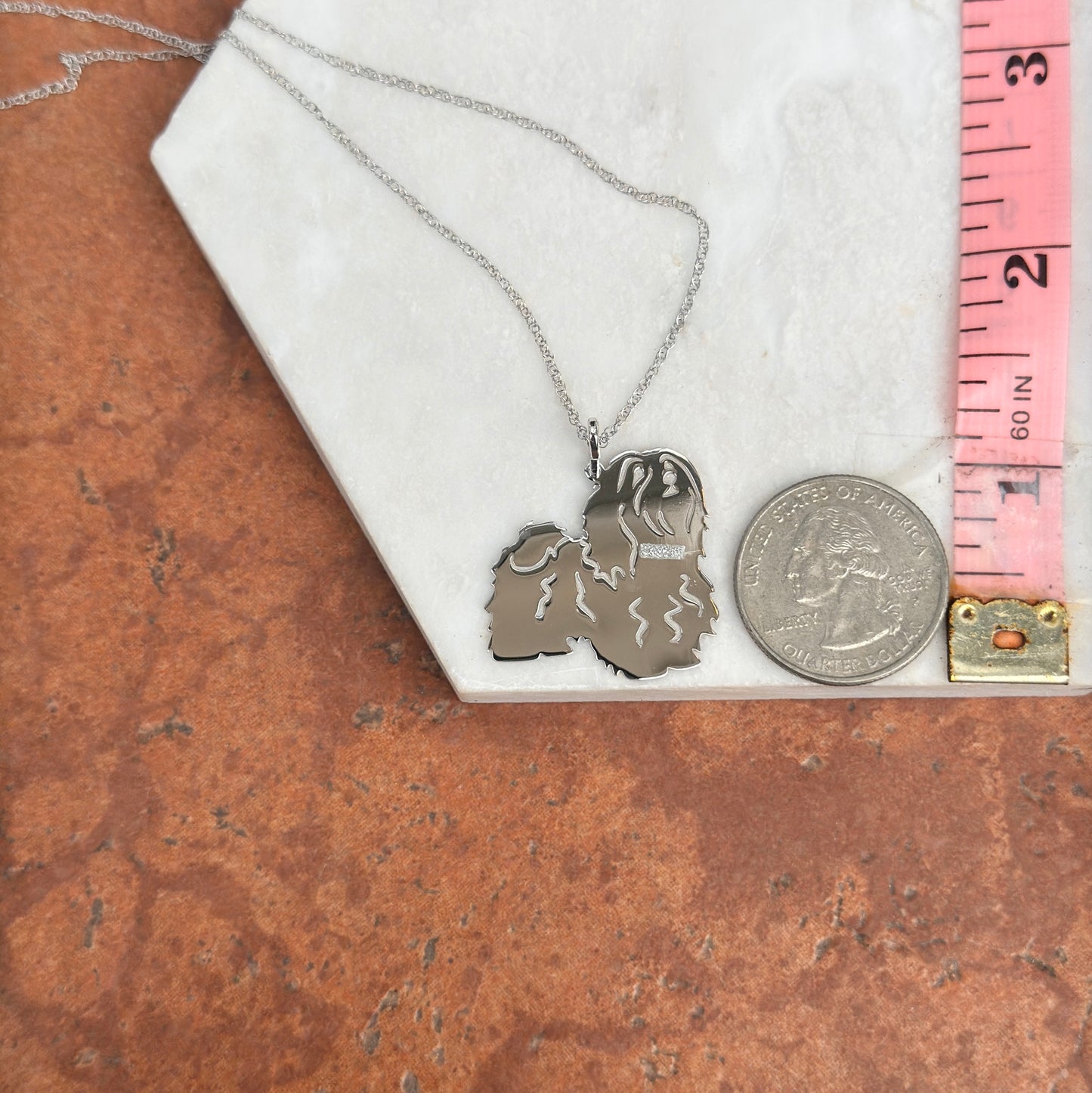 Sterling Silver Havanese Dog Flat Pendant Necklace