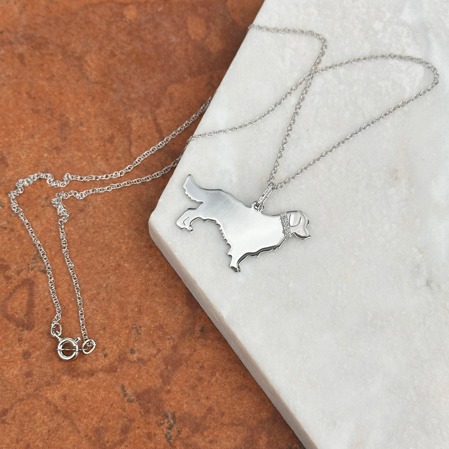 Sterling Silver Golden Retriever Dog Pendant Charm Necklace
