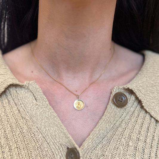 14KT Yellow Gold St Paul Round Medal Pendant Charm 15mm