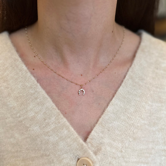 14KT Yellow Gold Gypsy Diamond Horseshoe Mini Pendant Charm