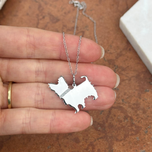 Sterling Silver Yorkshire Terrier Dog Flat Pendant Necklace