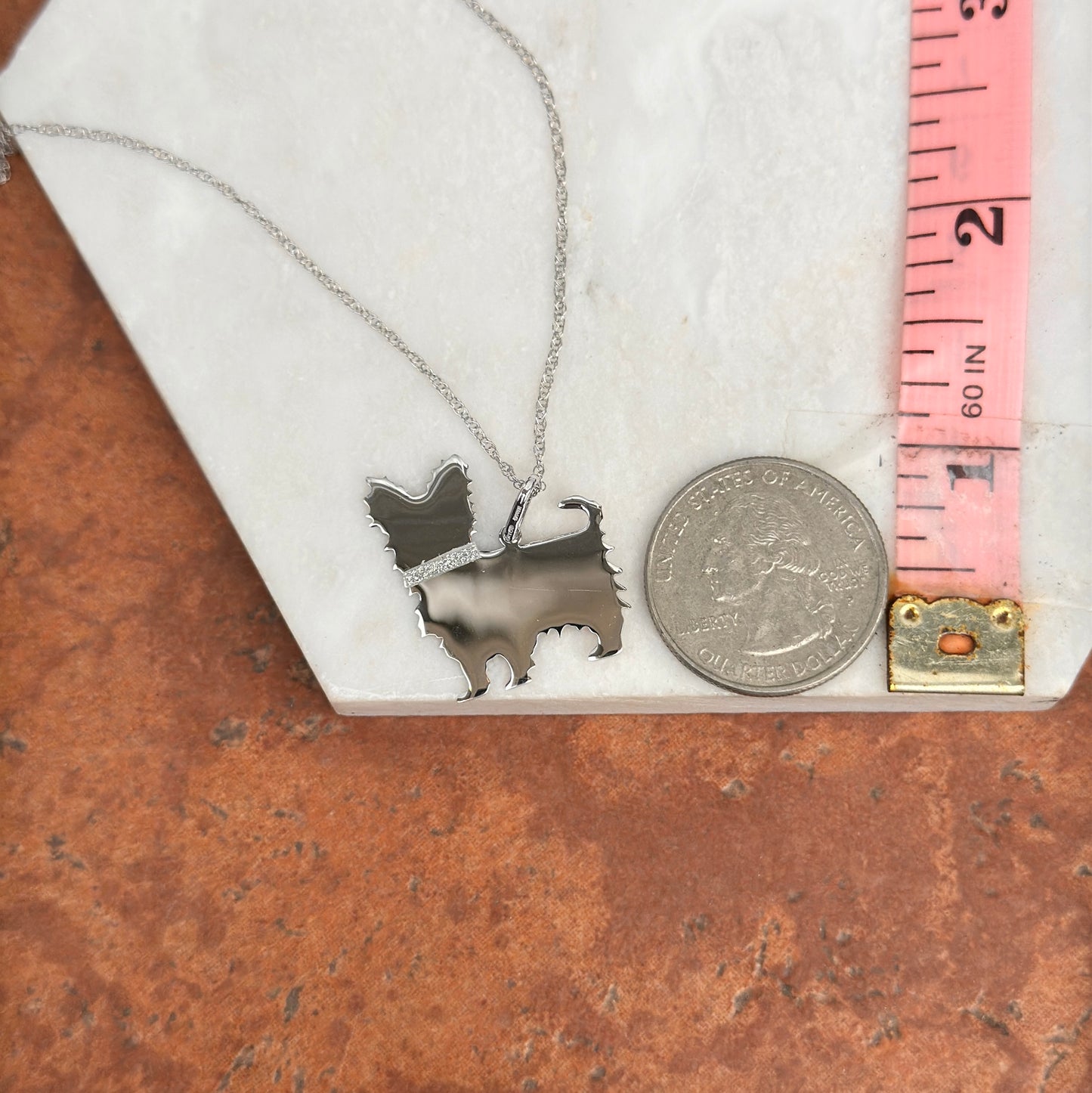 Sterling Silver Yorkshire Terrier Dog Flat Pendant Necklace - LSJ