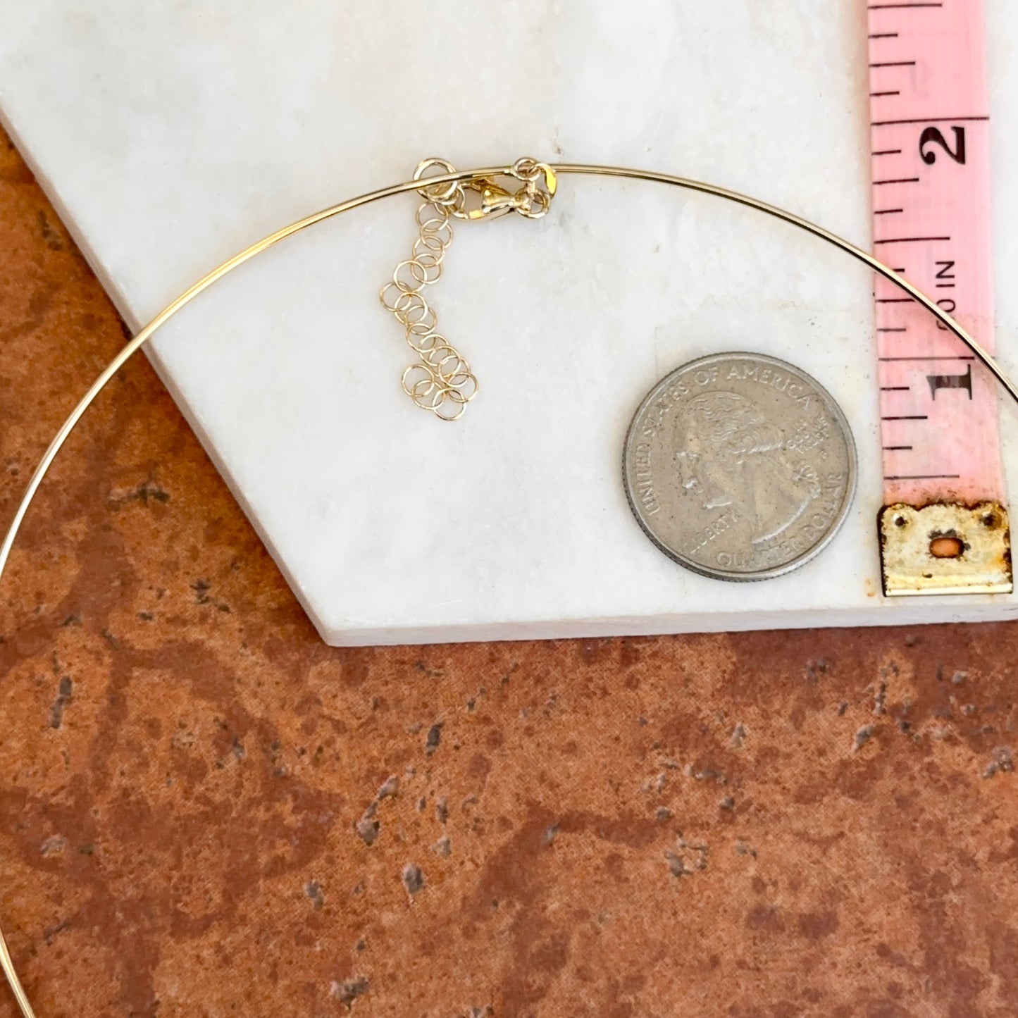 Estate 14KT Yellow Gold 1.5mm Hard Collar Wire Necklace