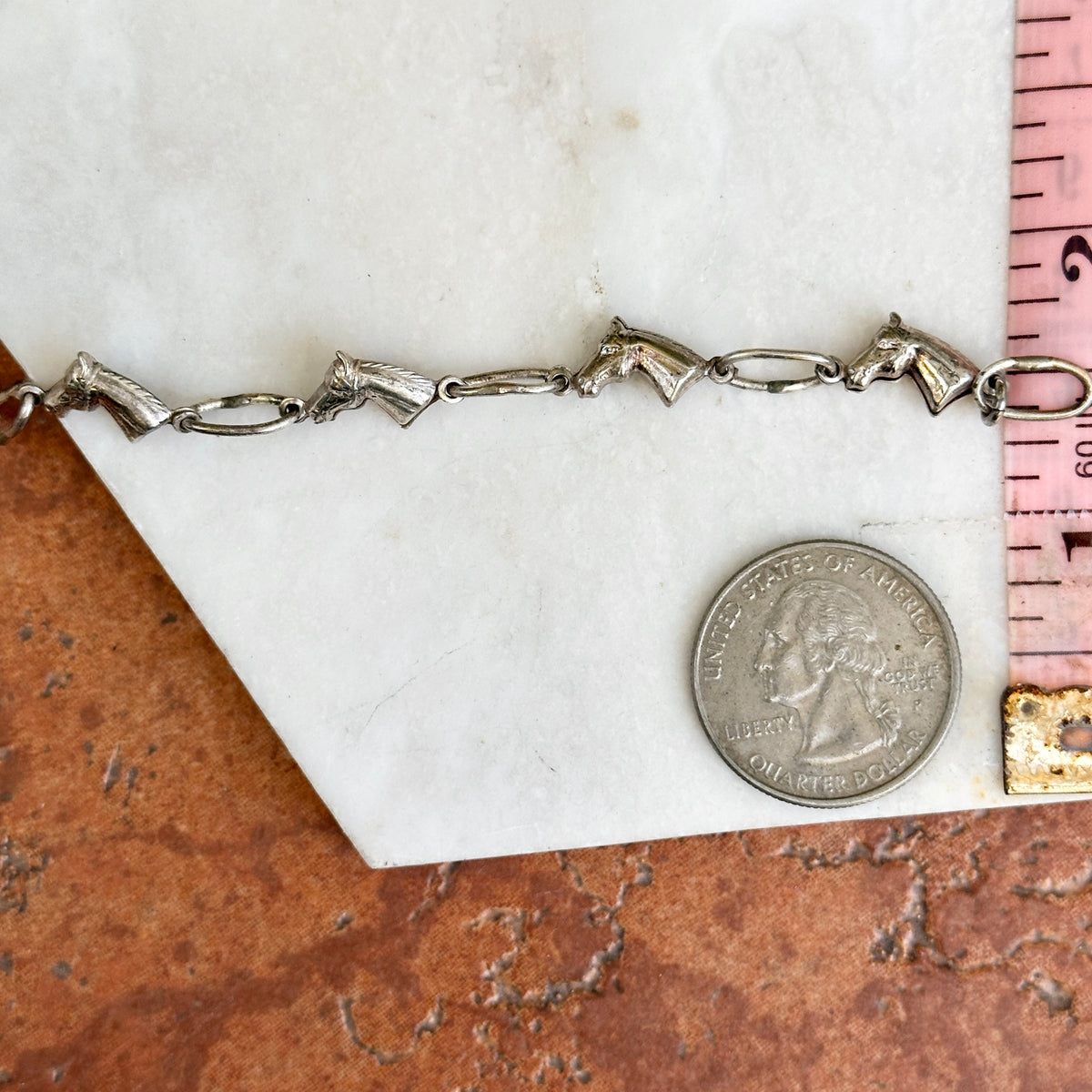 Estate Sterling Silver Horse Head Links Bracelet