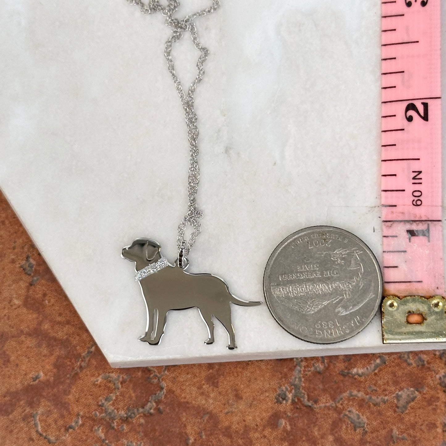 Sterling Silver Labrador Dog Flat Pendant Necklace