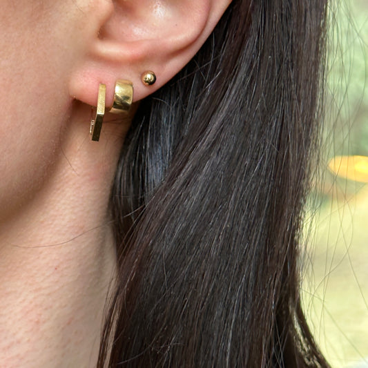 14KT Yellow Gold Octagon Huggie Hoop Earrings 15mm