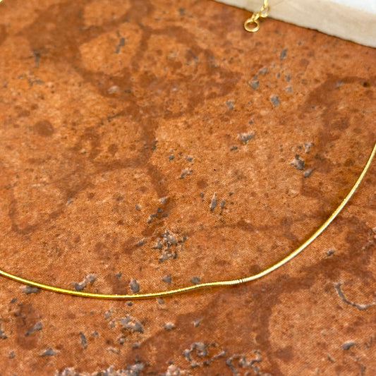 14KT Yellow Gold 1mm Sparkle Omega Wire Necklace *Defective