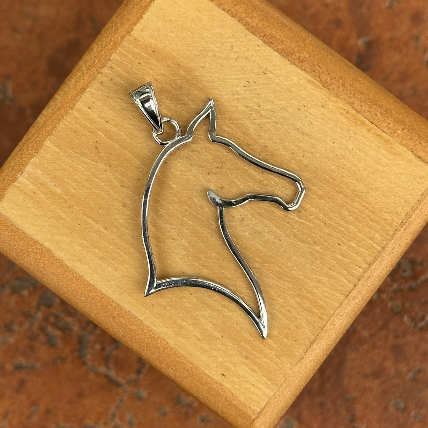 Sterling Silver Cut-Out Horse Head Pendant Charm
