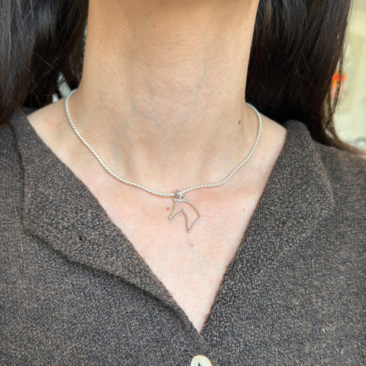 Sterling Silver Cut-Out Horse Head Pendant Charm