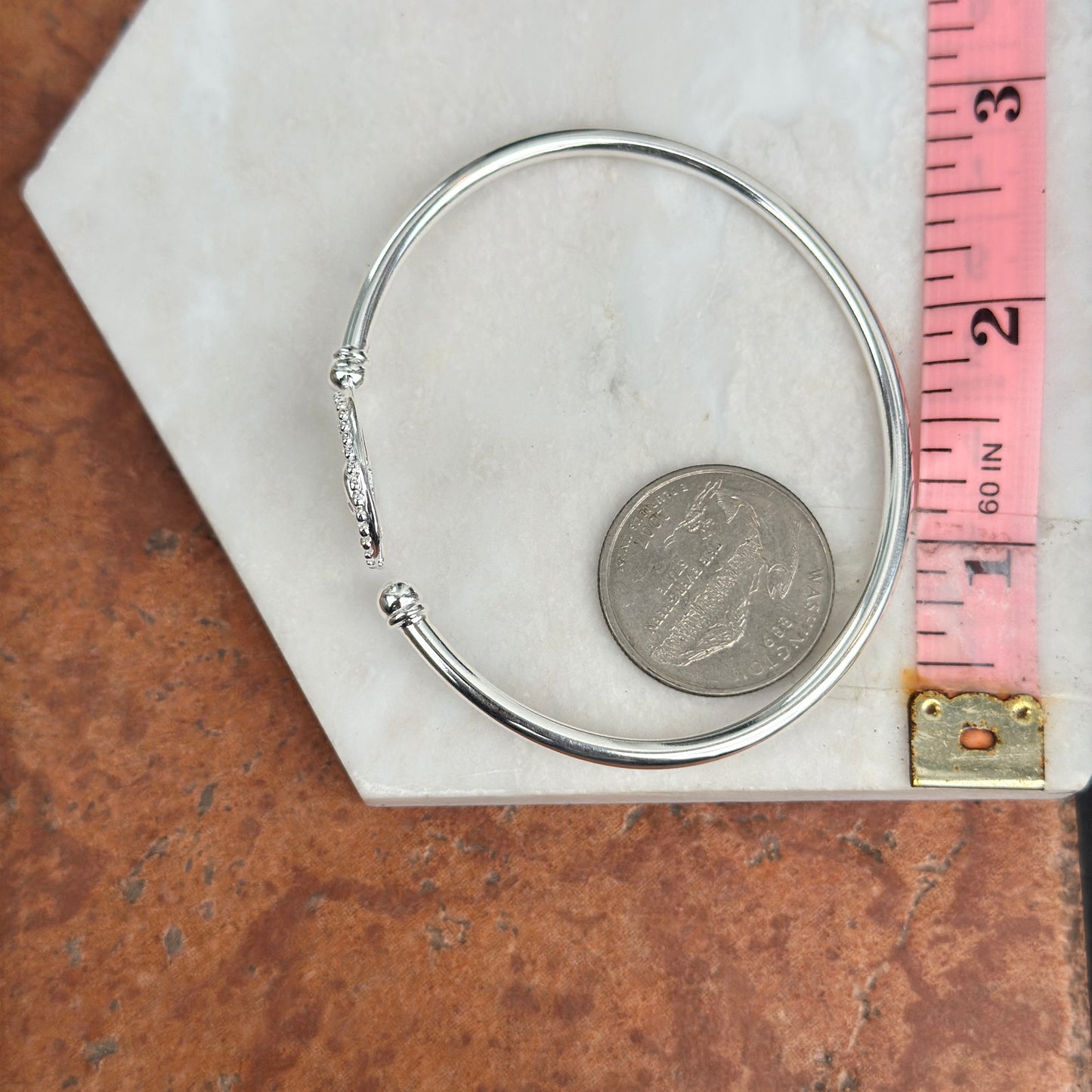 Sterling Silver Horse Head Detailed Bangle Bracelet