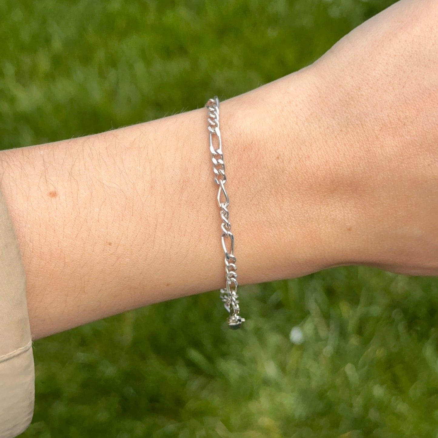 Sterling Silver 3mm Figaro Chain Bracelet