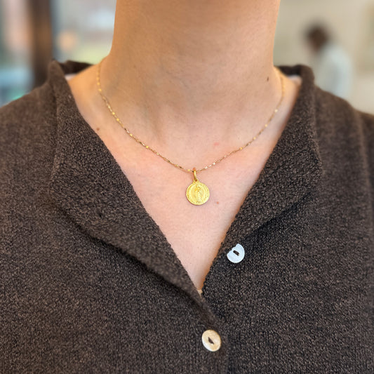 14KT Yellow Gold Our Lady of Guadalupe Matte Medal 14mm