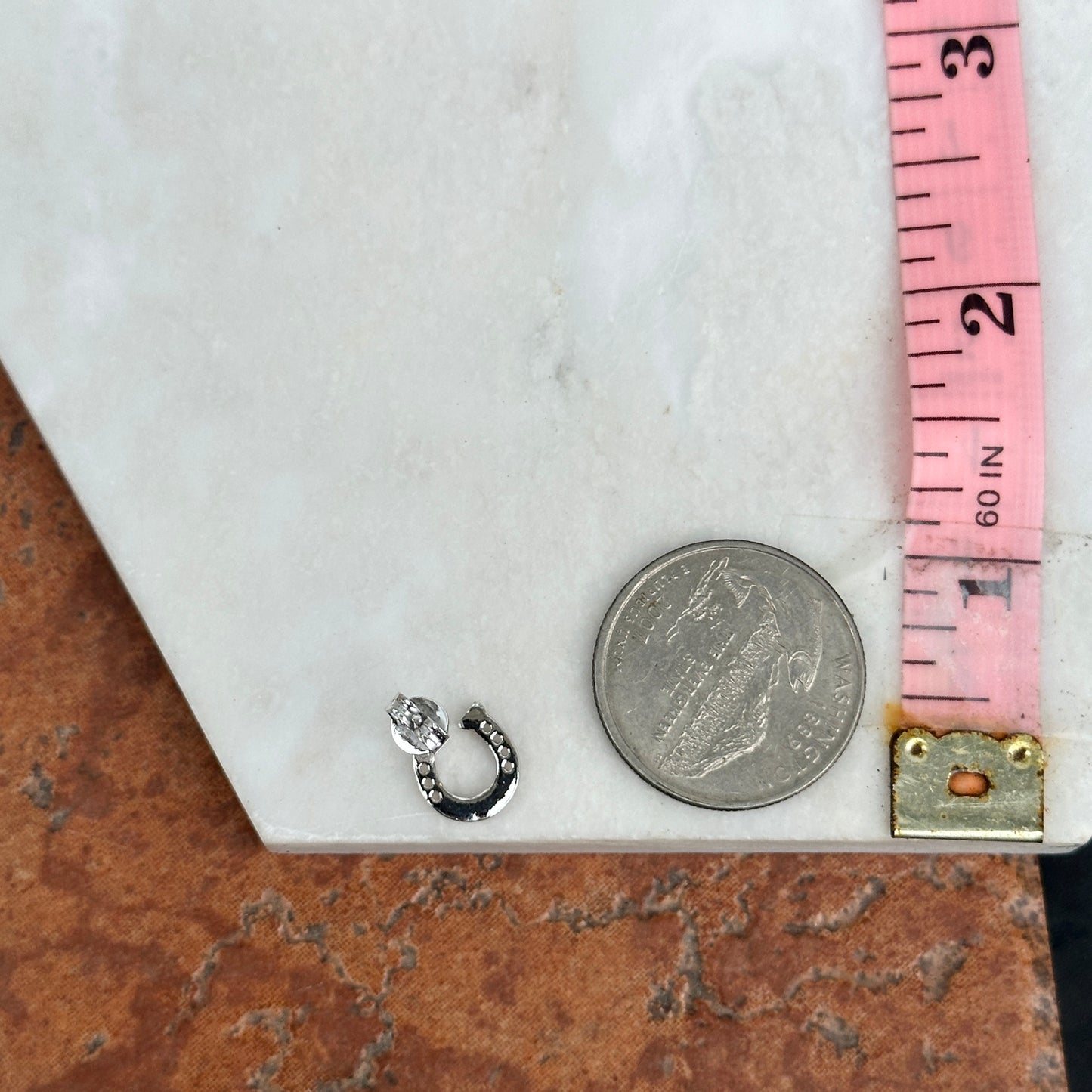 Sterling Silver Detailed Horseshoe Stud Earrings