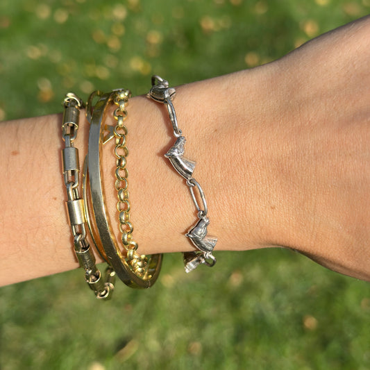 Estate Sterling Silver Horse Head Links Bracelet