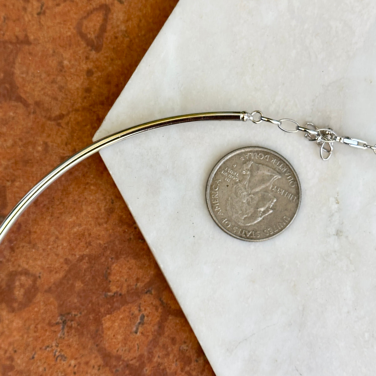 Sterling Silver 3mm Tube Stiff Collar Necklace