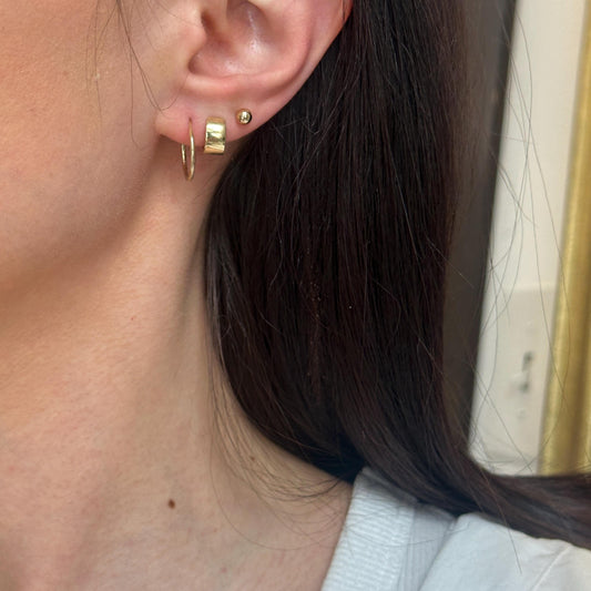 14KT Yellow Gold Hoop Diamond-Cut Endless Hoop Earrings 12mm