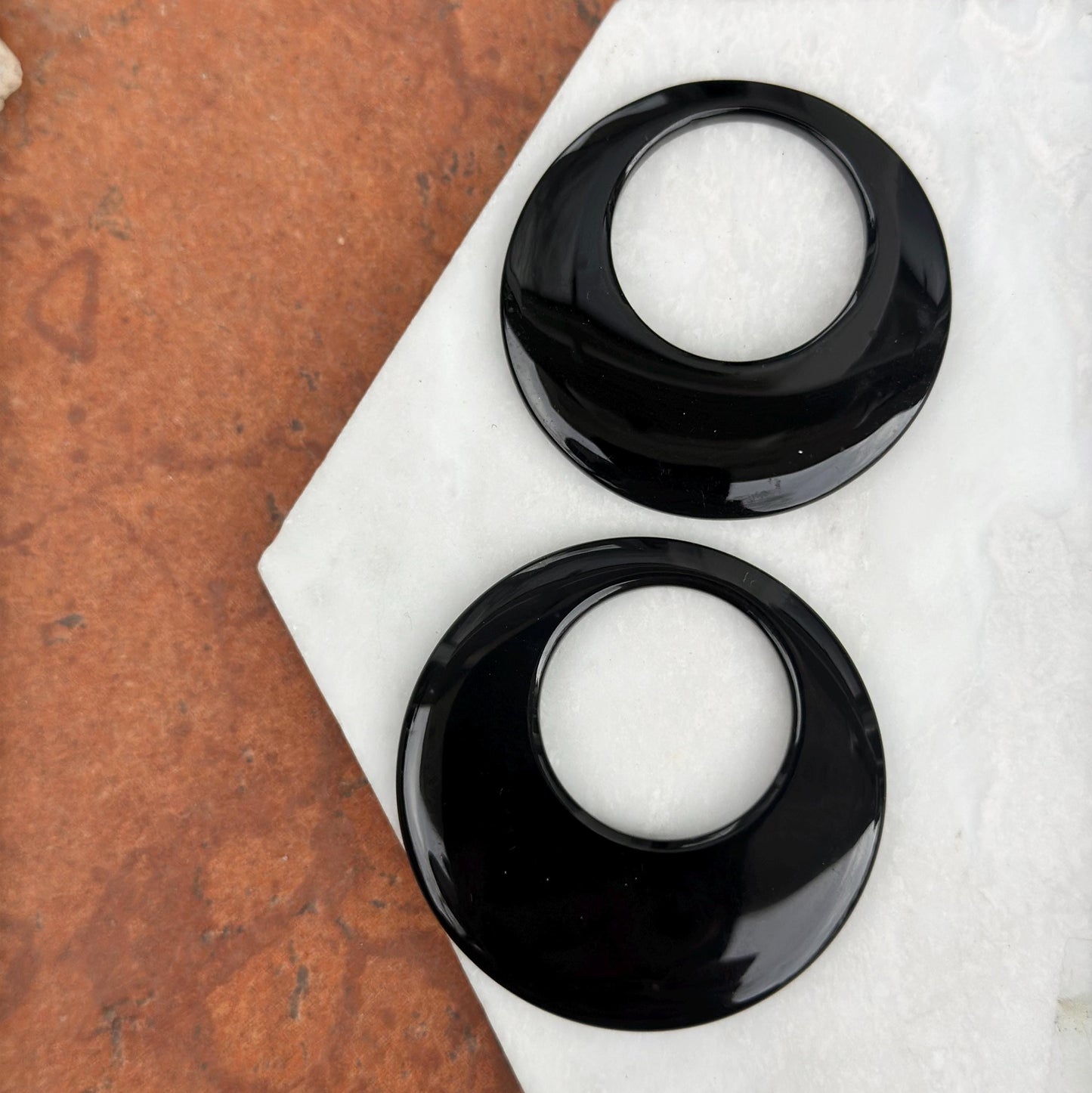 Estate Black Onyx Round Earring Charms 52mm