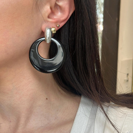 Estate Black Onyx Round Earring Charms 52mm