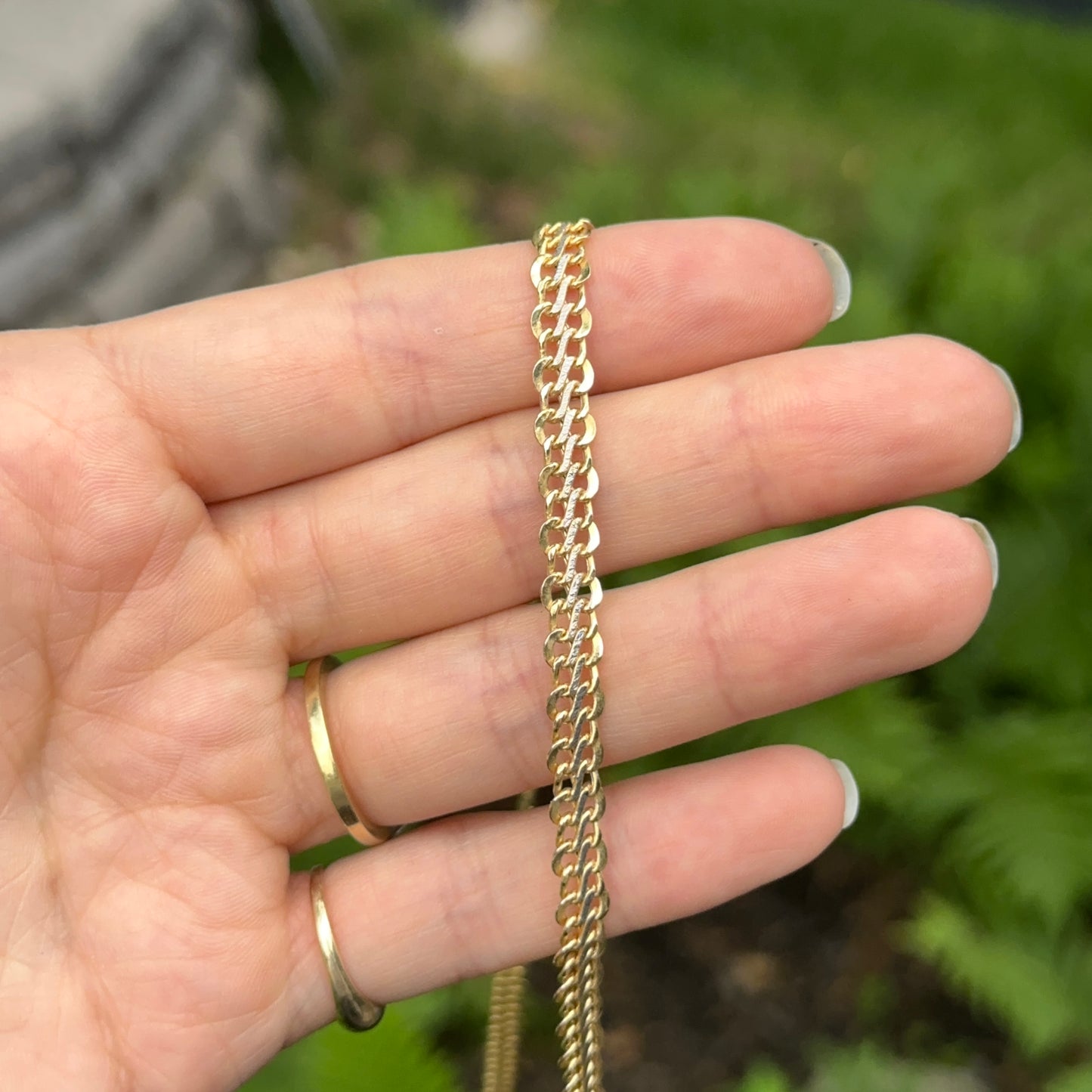 Estate 14KT Gold Yellow + White Gold Open Weave Collar Necklace 18”