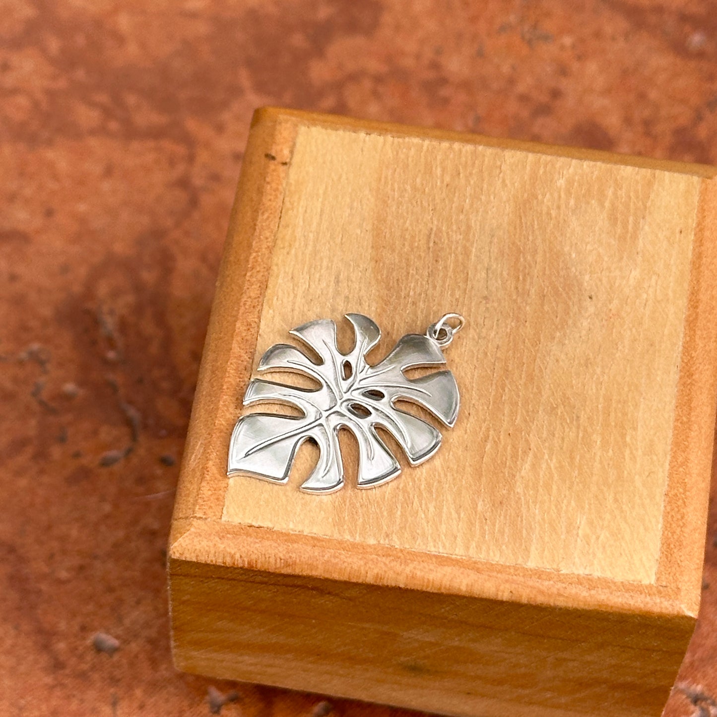 Sterling Silver Monstera Leaf Pendant Charm
