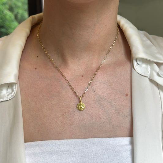 OOO 14KT Yellow Gold St Francis of Assisi Matte Medal Pendant Charm 10mm